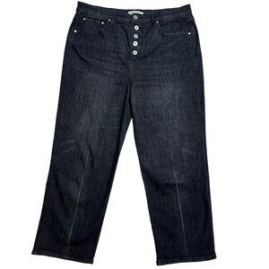 Indigo Thread Co Womens Black Sz 14 High Rise Stretch Jean Button Fly 26" Inseam